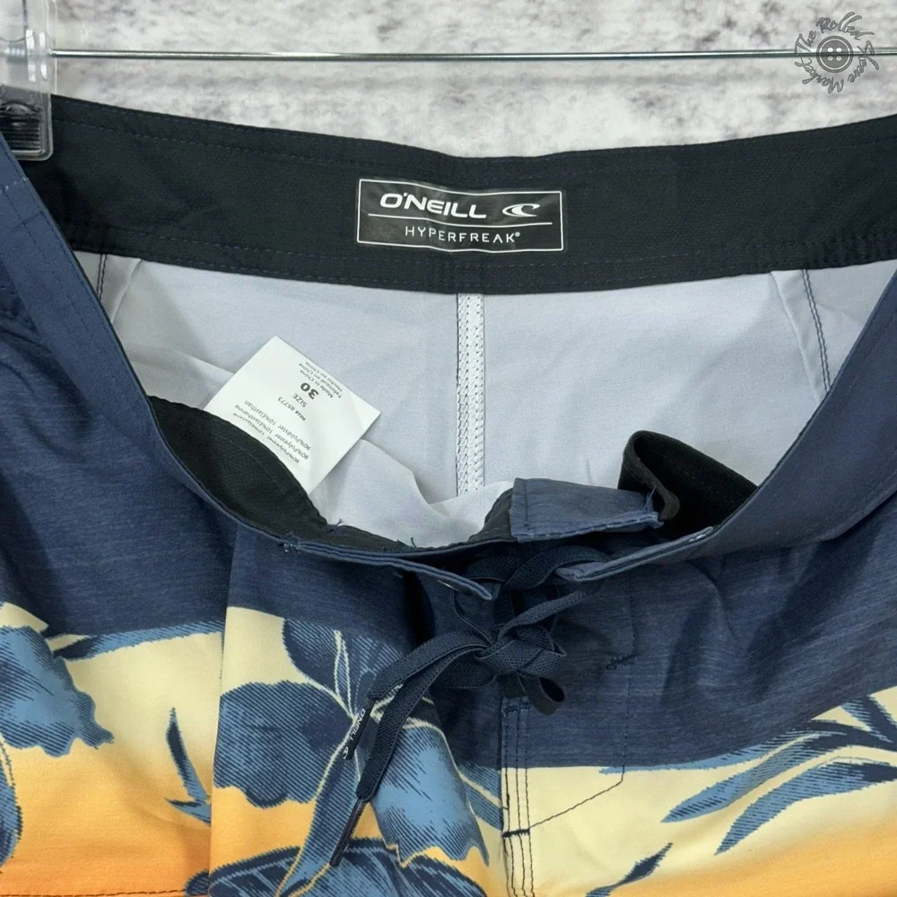 NWT O'Neill Hyperfreak Board Shorts‎ 30 Navy Orange Blue Knee Length 20
